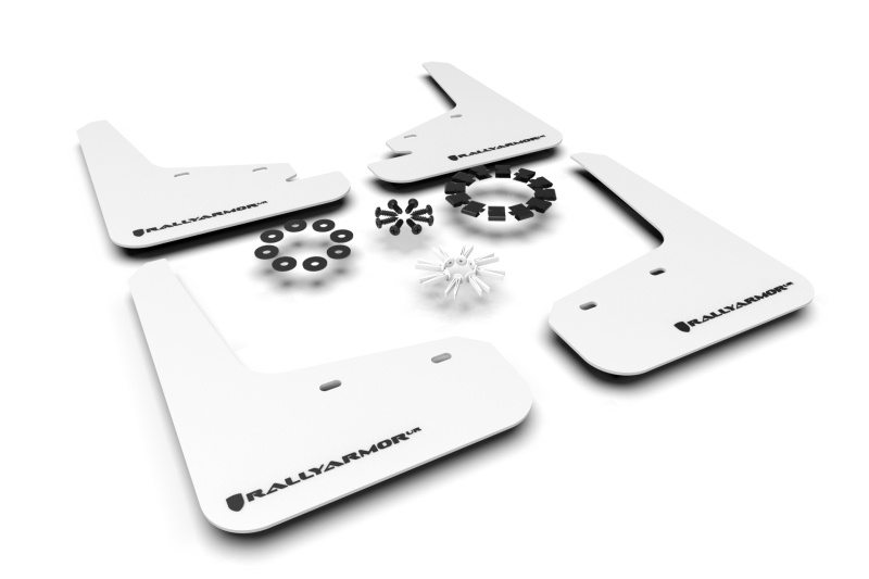 Tesla Model Y Mud Flaps - Rally Armor - UR White Flap/Black Logo - White - `20-`26